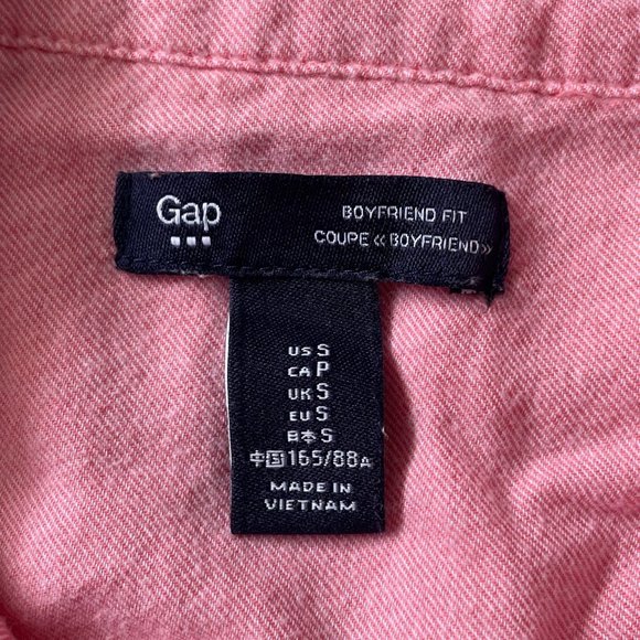 Gap boyfriend fit orange long sleeve button down size small - Picture 3 of 4